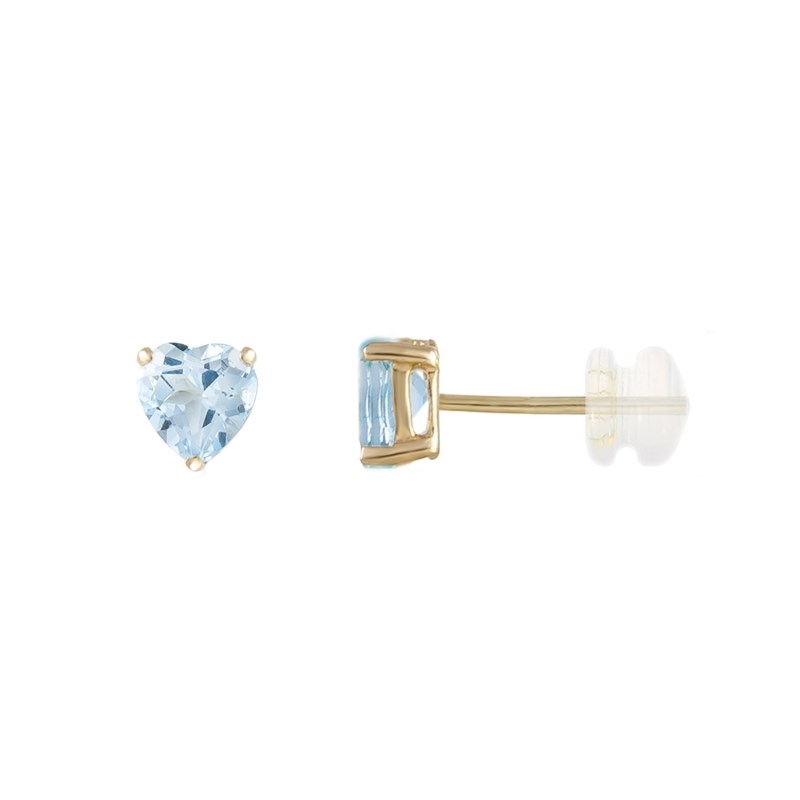 Boucles d'Oreilles Or Jaune et Topaze Coeur - Femme