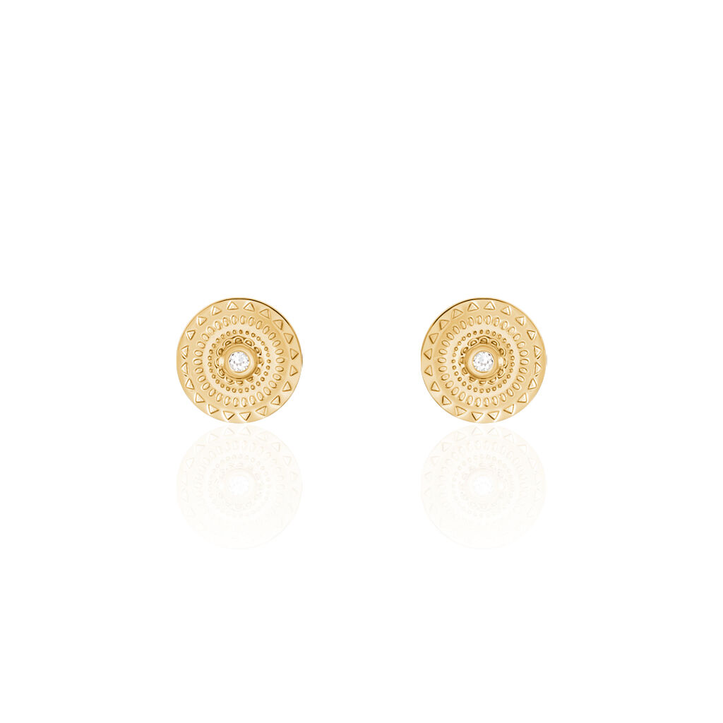 Boucles D'oreilles Puces Carmina Plaqué Or Jaune Oxyde De Zirconium