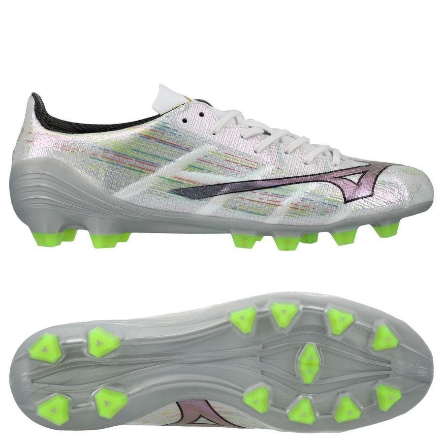 Mizuno Alpha II Pro FG/AG - Blanc/Silver Iridescent/Noir