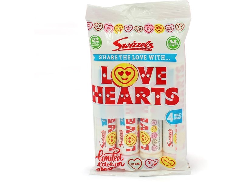 Swizzels Love Hearts 4 x 29.5 g Verschiedene Geschmacksrichtungen in jeder Rolle für absoluten Genuss