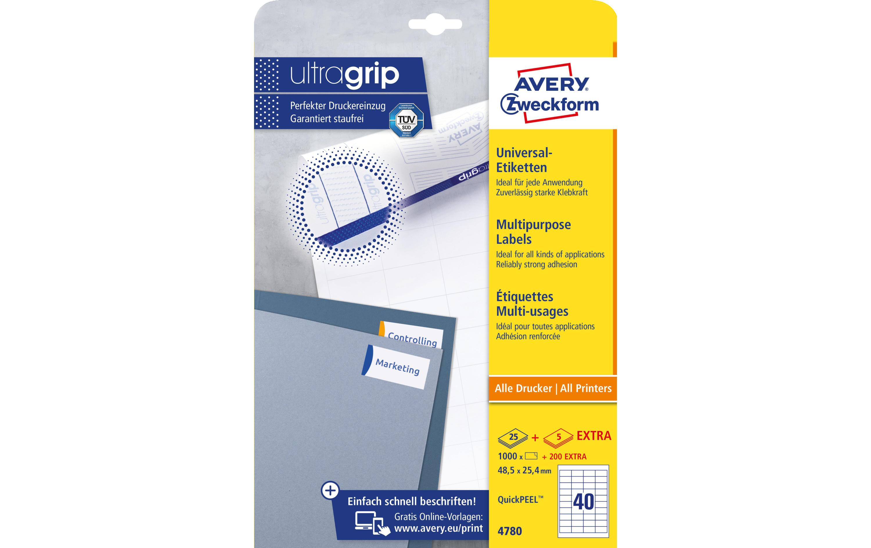 Universal-Etiketten 4780 48.5 x 25.4 mm, 25 BlattWeisse Aufkleber, permanent haftend