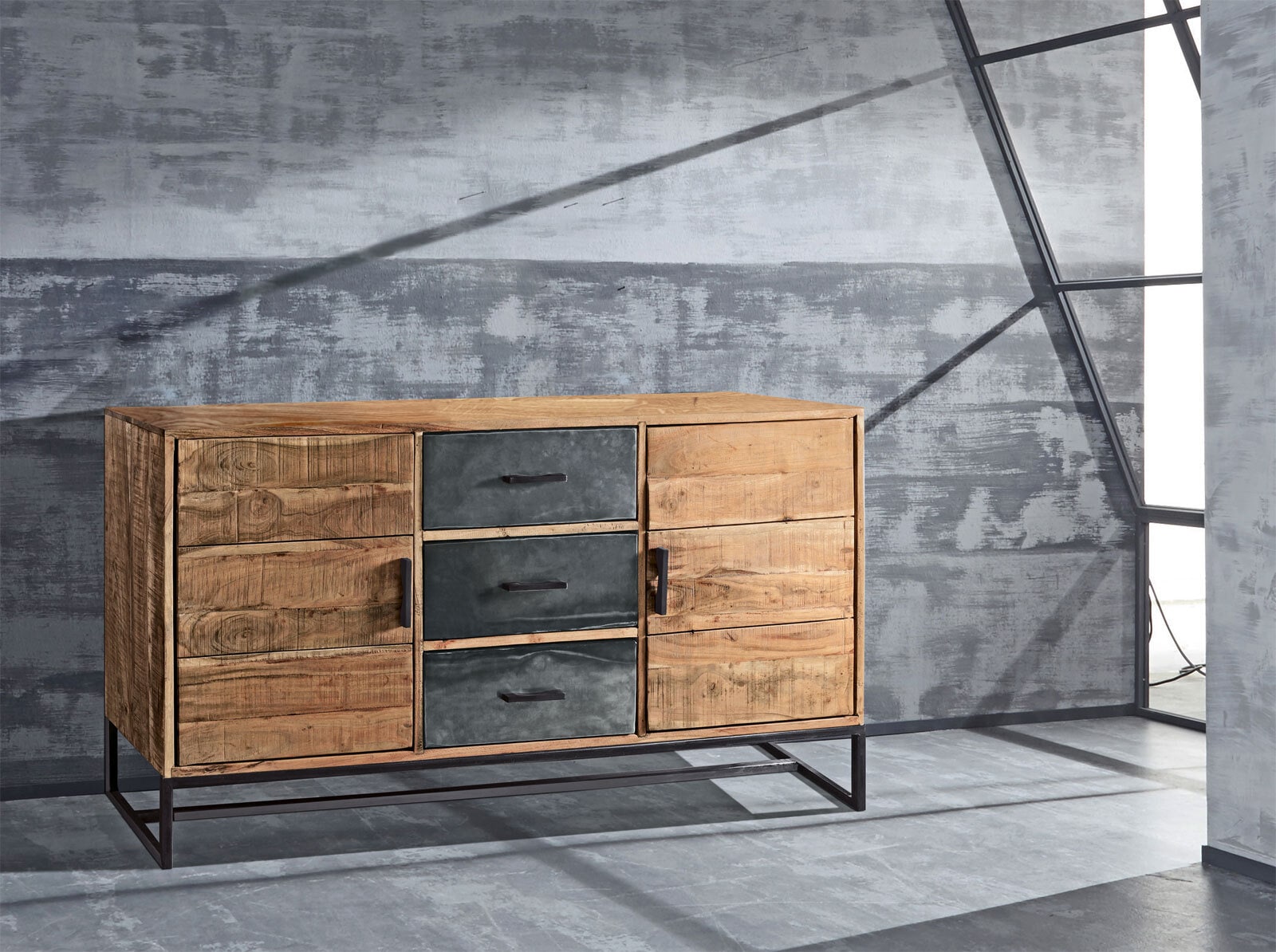 Sideboard JOHNSON 175 x 77 x 40 cm in Braun/Grau