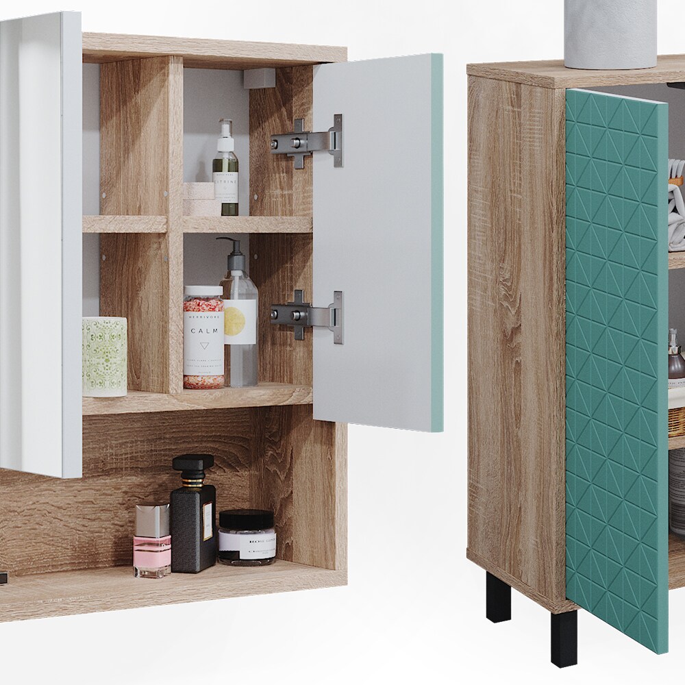 Vicco Badmöbel-Set Agasta sonoma, Badezimmerschränke 3D Optik