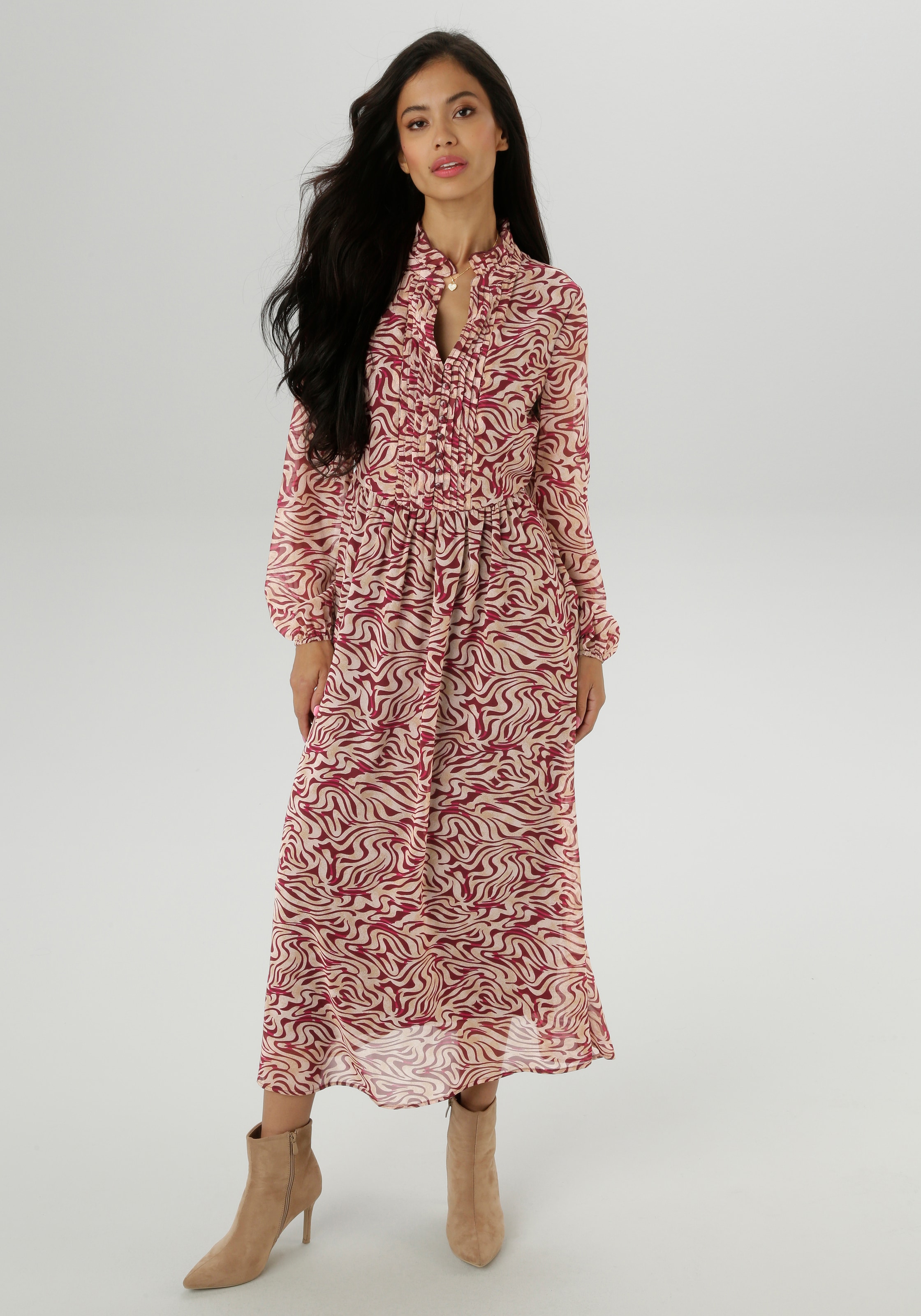 Aniston SELECTED Maxikleid mit aufwendiger und dekorativer Biesenverarbeitung - NEUE KOLLEKTION