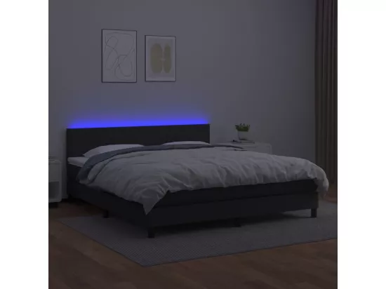 Sommier tapissier avec matelas et LED Noir 180x200cm Similicuir
