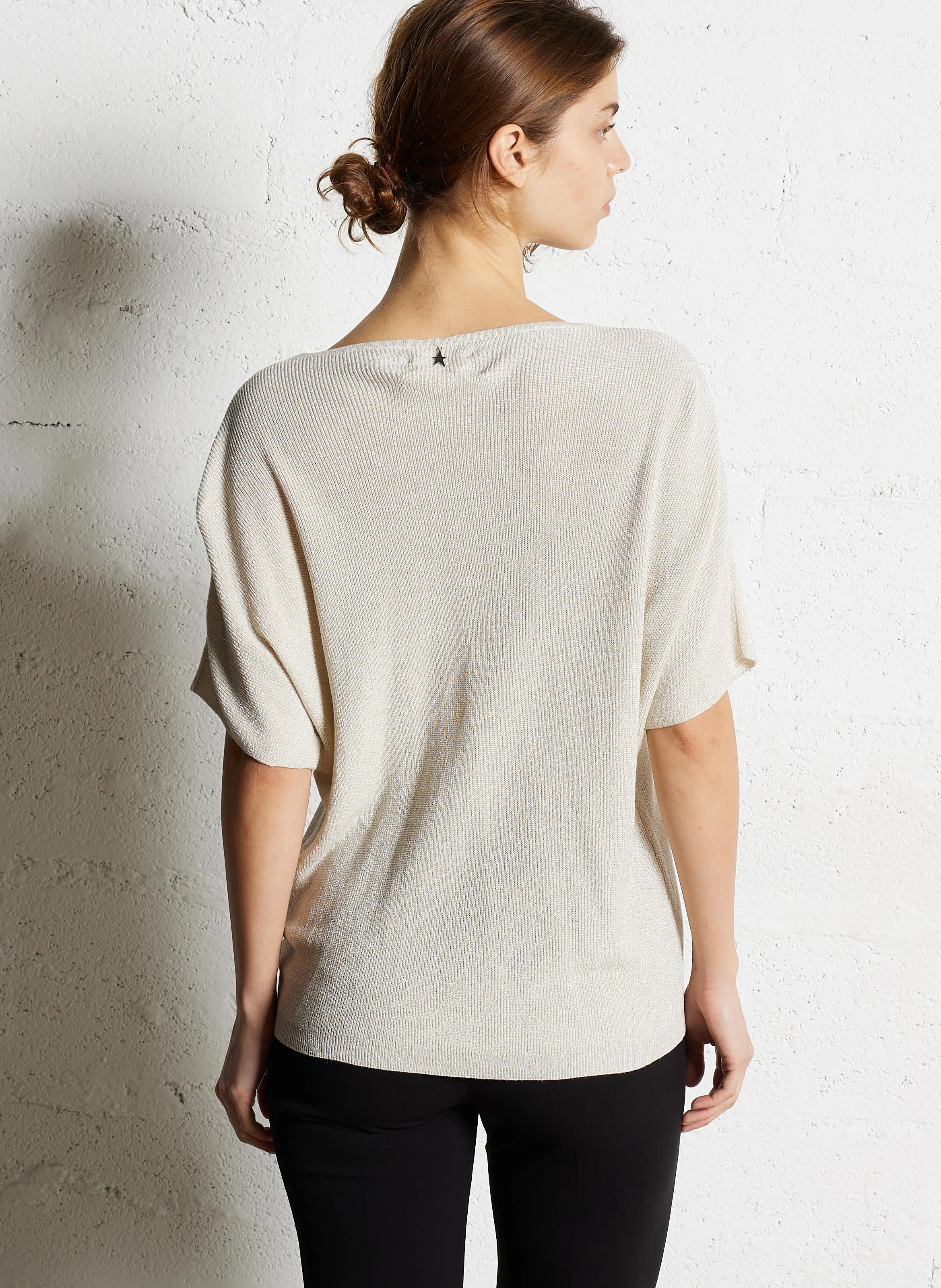 MIKOLAYX - Pull ample col V brillant | Blanc