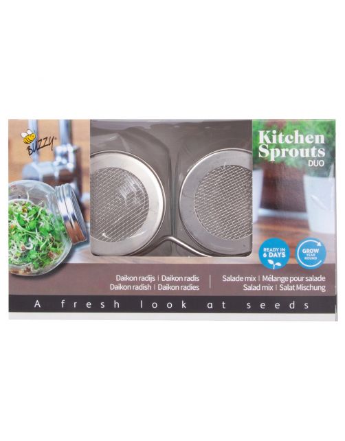 Buzzy Organic Sprouting Duo Pot Met Schaal Bio - Groentezaden - per stuk