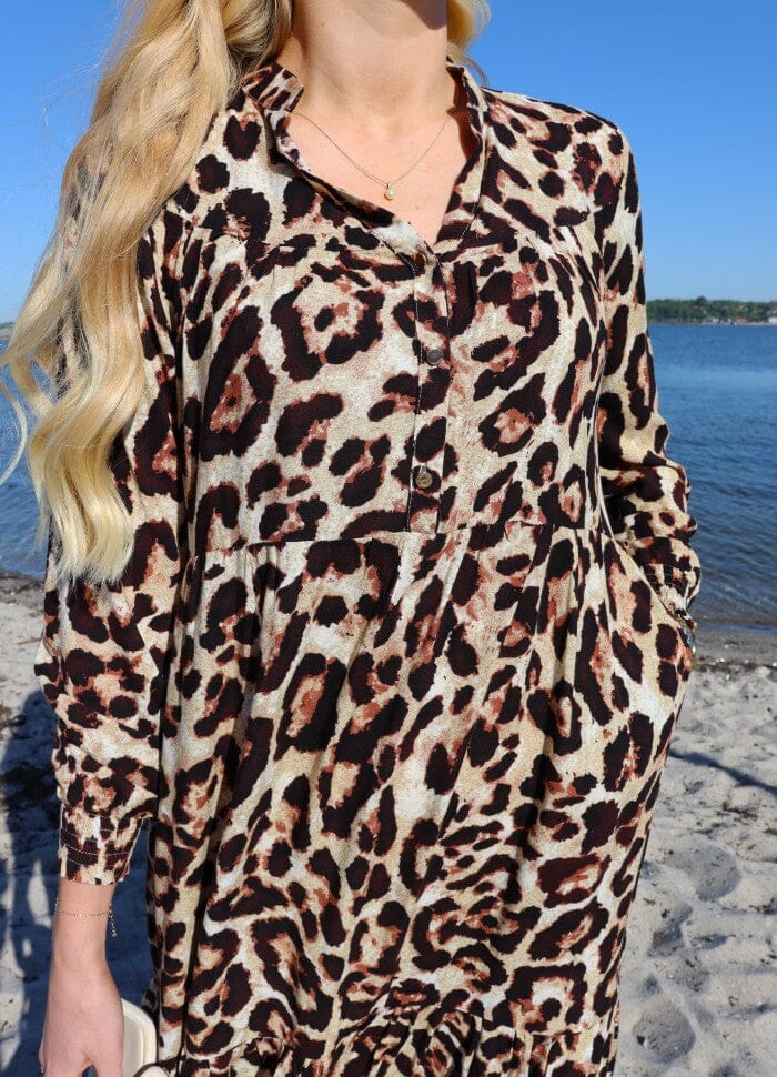 Liberte Mag-Ls-Vneck-Dress brown leo