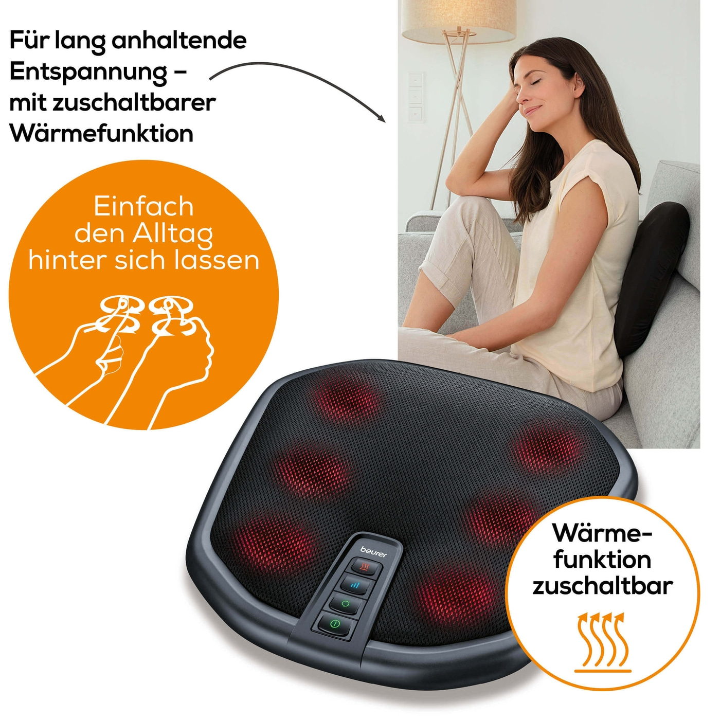 FM 70 Shiatsu Fuss und Rückenmassagegerät zur Entspannung mit Wärmefunktion (10027) - Schwarz