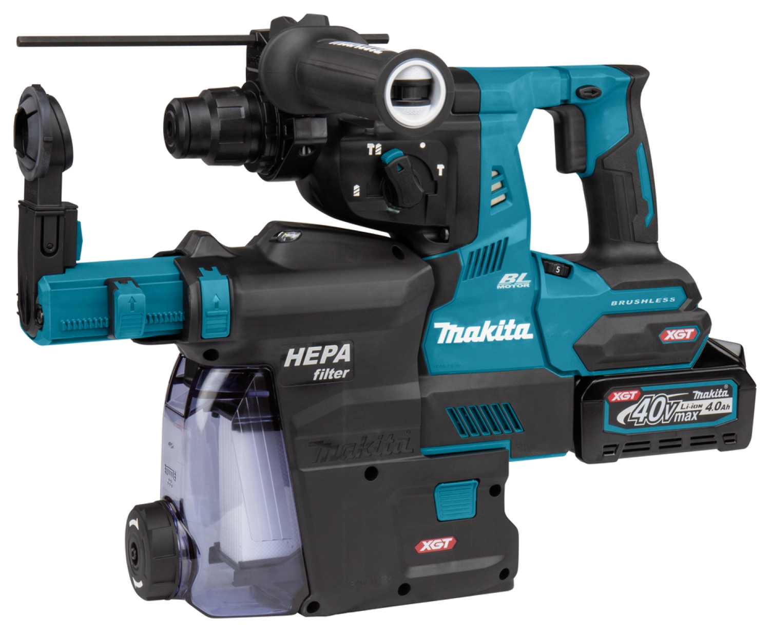 Makita HR003GM202 XGT 40V Max Li-ion accu combihamer set (2x 4,0Ah), stofafzuiging in Mbox - koolborstelloos