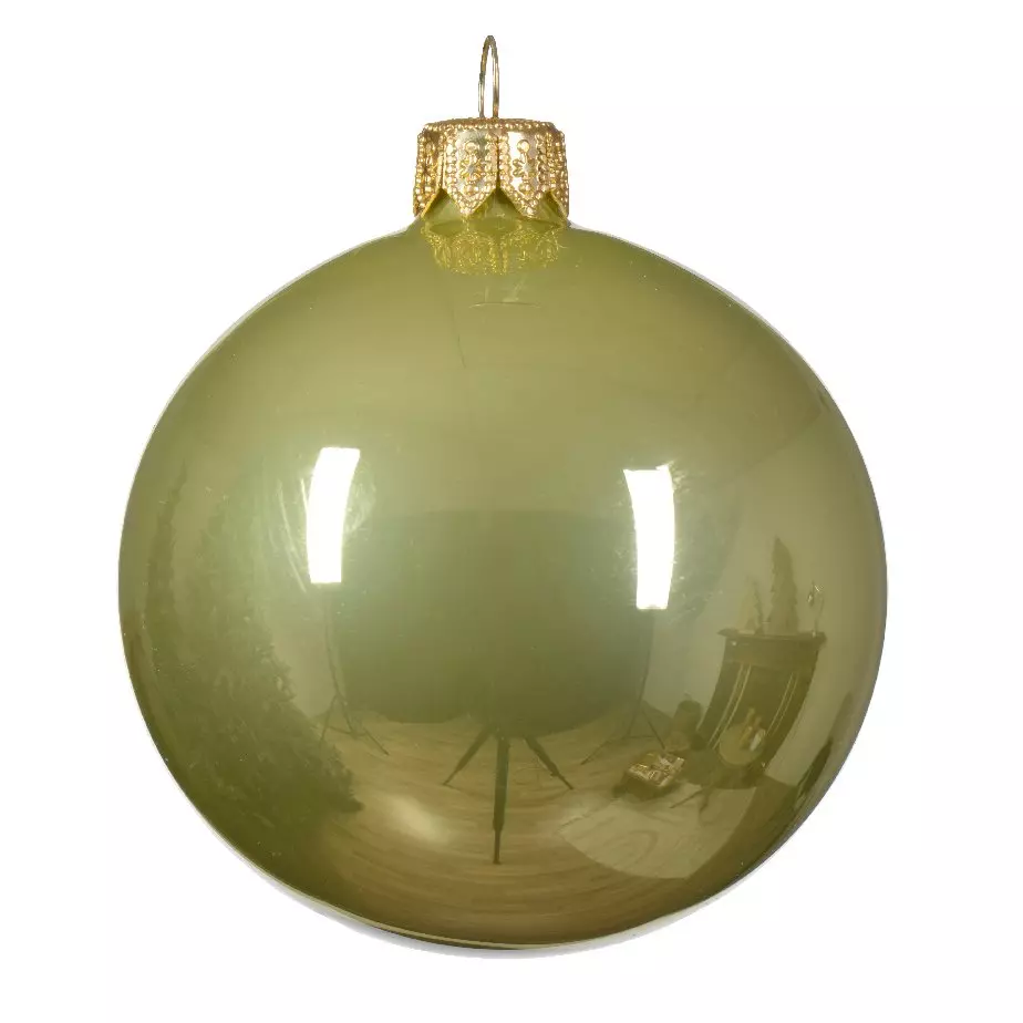 Lot de 6 boules de Noël en verre (D80 mm) Arctique brillantes Pistache