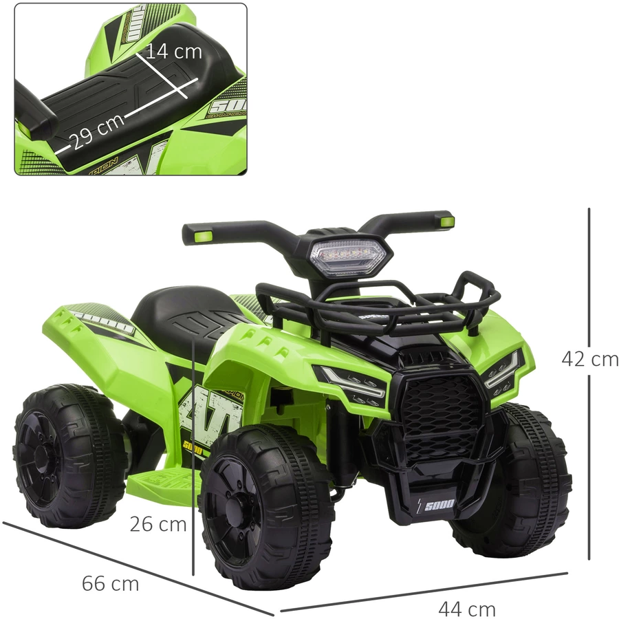 HOMCOM Elektroquad 6V Akku Elektroauto LED Frontlicht grün