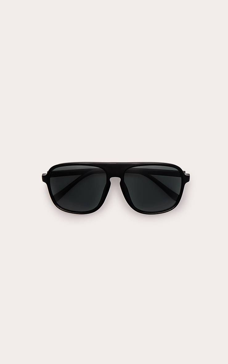 Noir Lunettes Aviateur Surdimensionnées Monture Noire Verres Verts