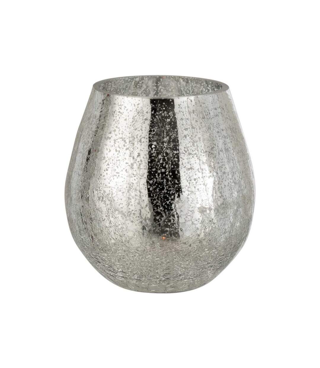 Paris Prix - Photophore Design œuf Craquelé 17cm Argent