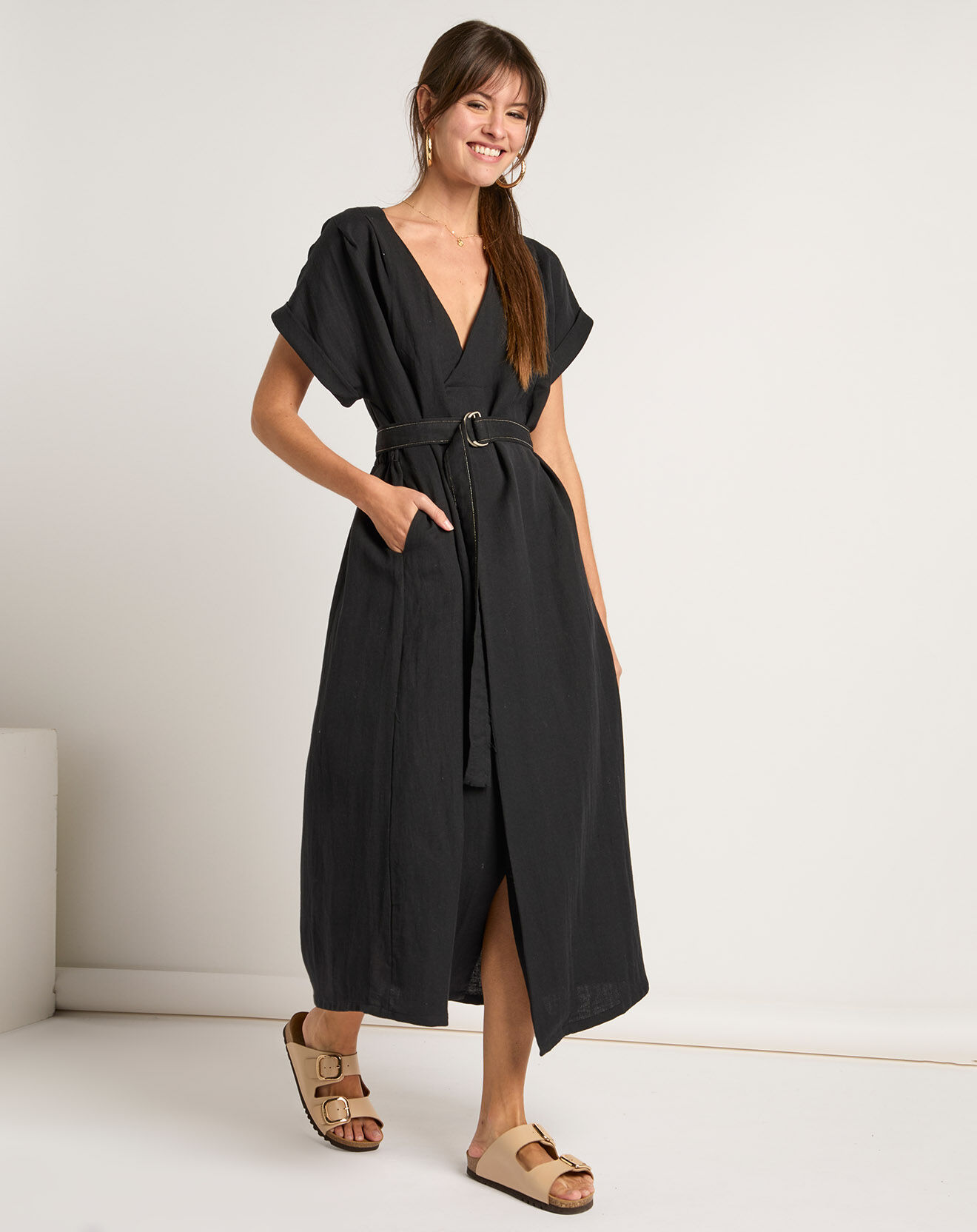 See u Soon Robe en Lin & Coton Roxane noire