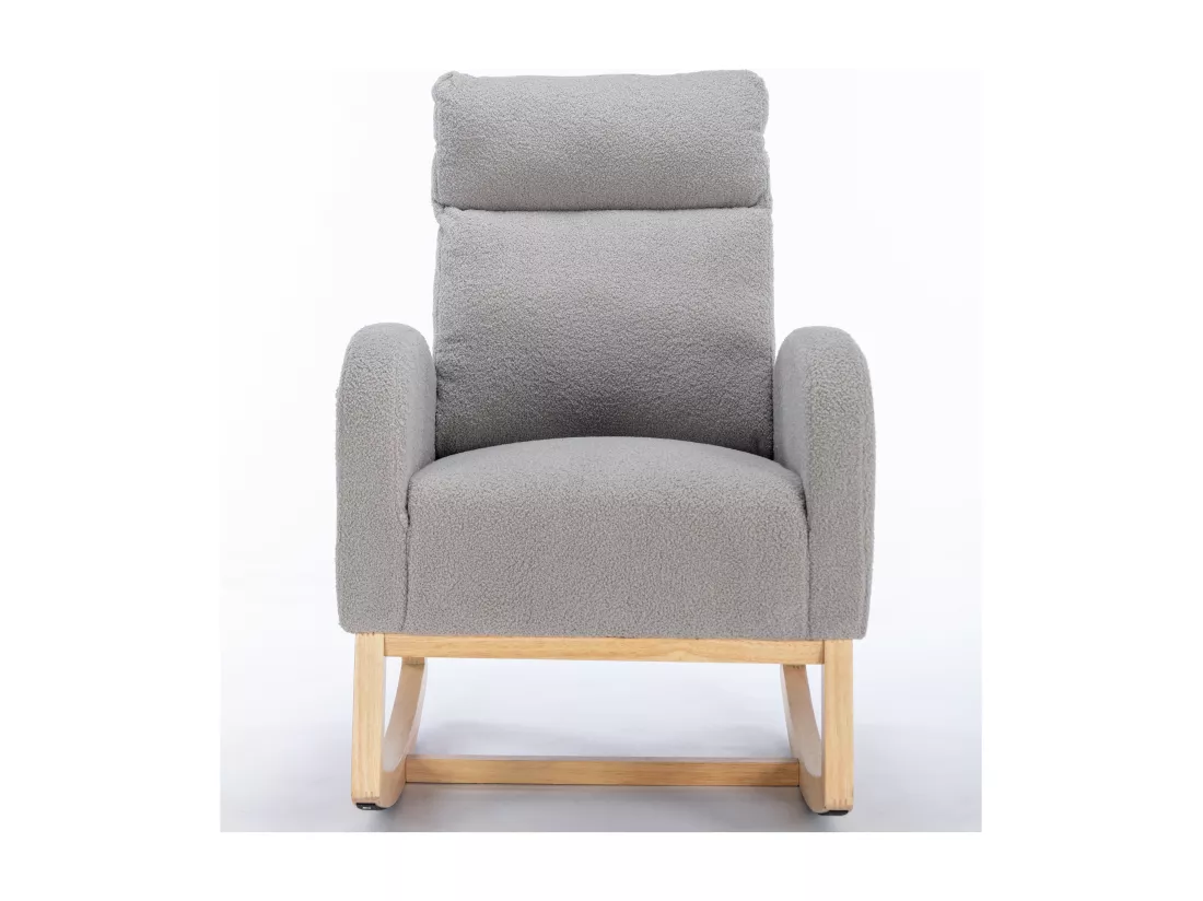 Fauteuil Teddy En Tissu Rembourré De Style Mid Century Modern Pour Salon Et Chambre à Coucher, Gris