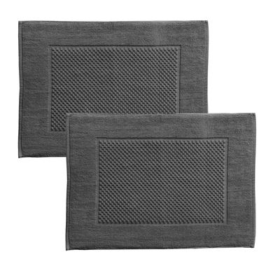 Tapis de bain coton jeu de reliefs - 800 g/m² - Lot de 2