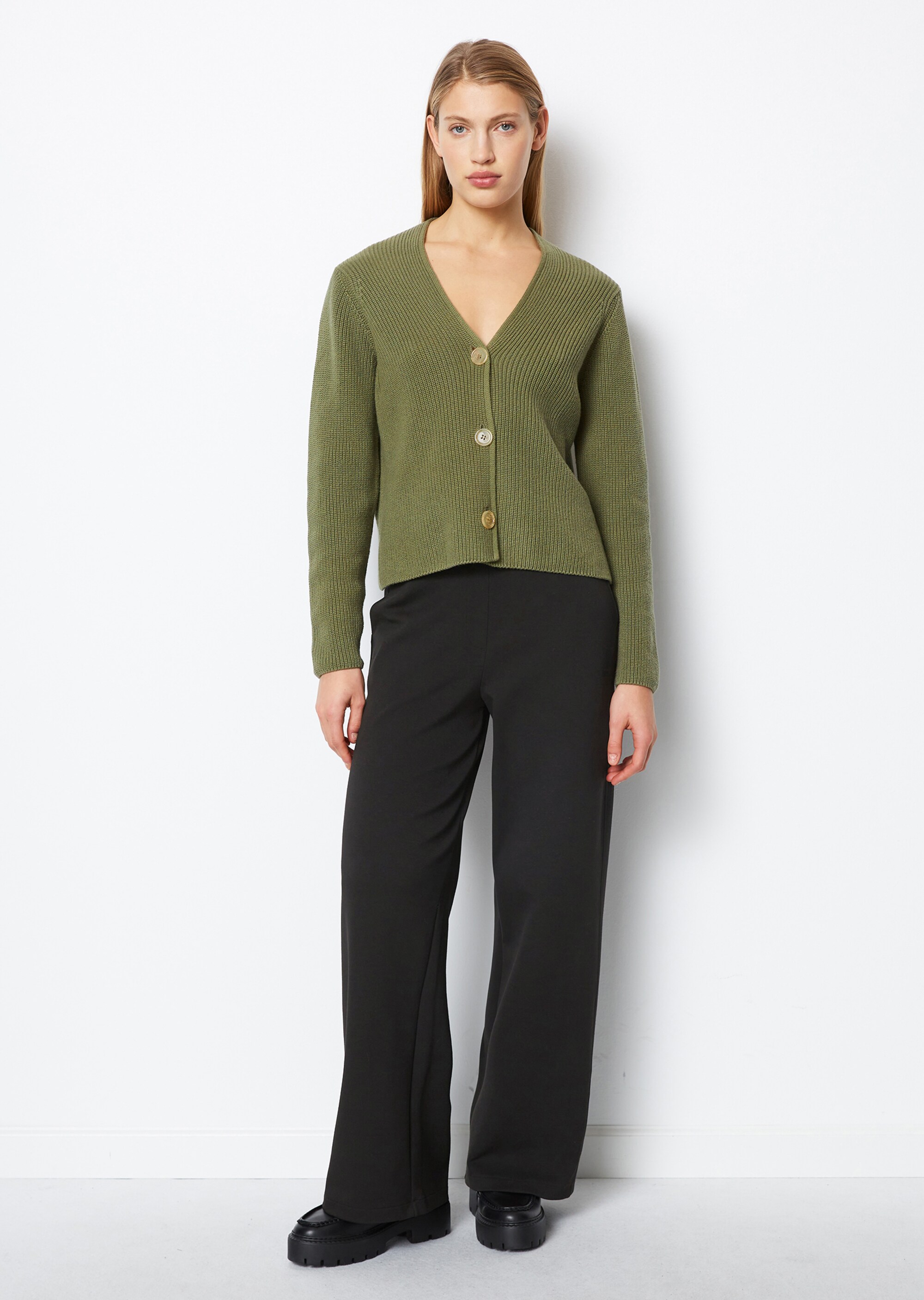 V-Neck-Cardigan relaxedaus Heavy-Weight-Organic-Cotton