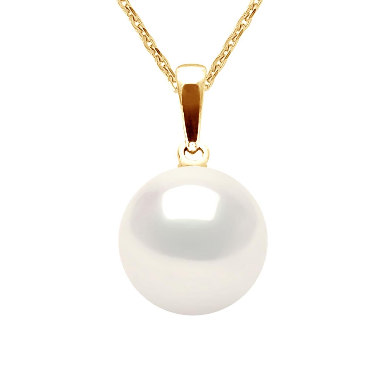 Mitzuko Pendentif Or Jaune & Perle d'Eau Douce bouton blanc naturel