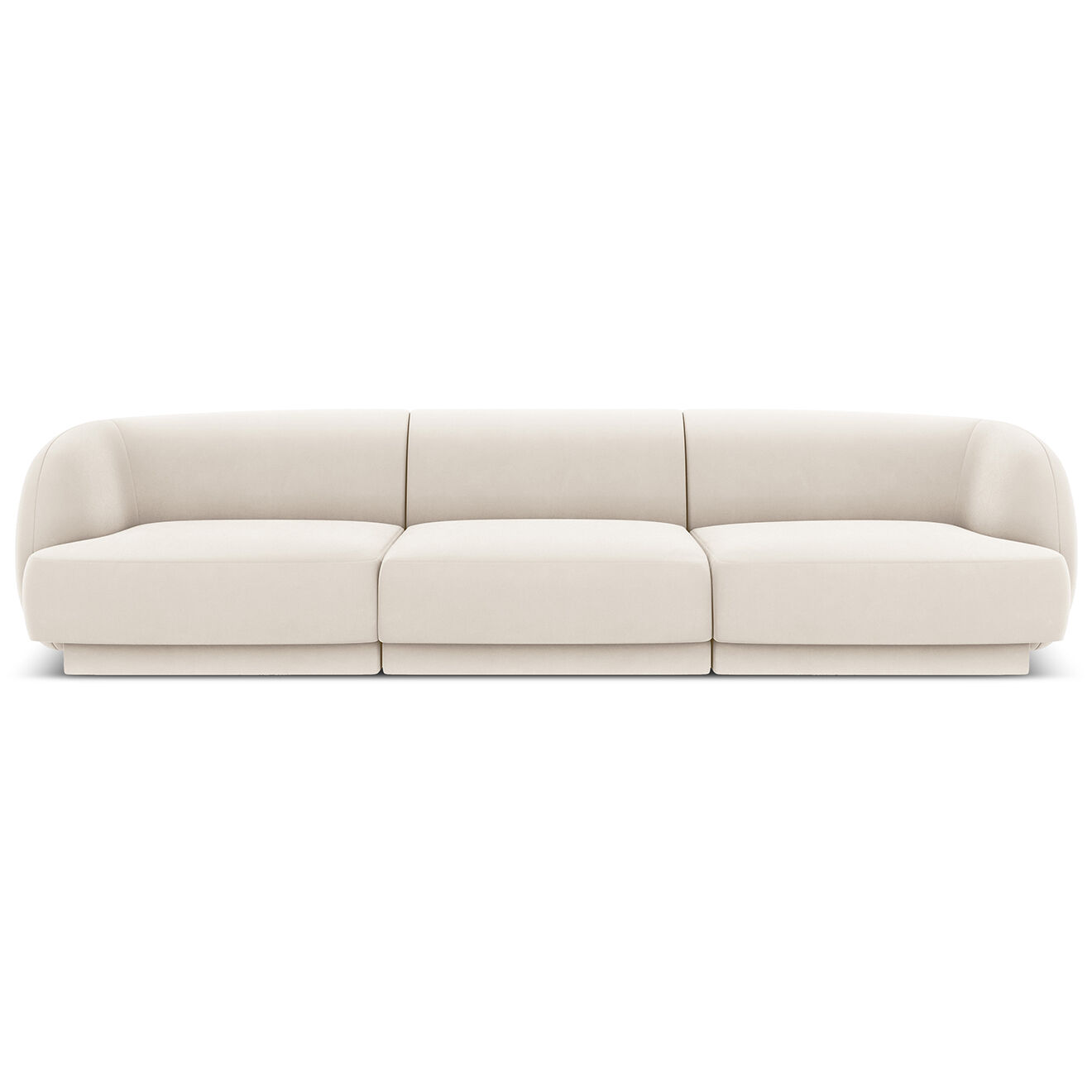 Micadoni Limited Edition Canapé Velours Miley 3 Places beige clair - 259x85x74 cm
