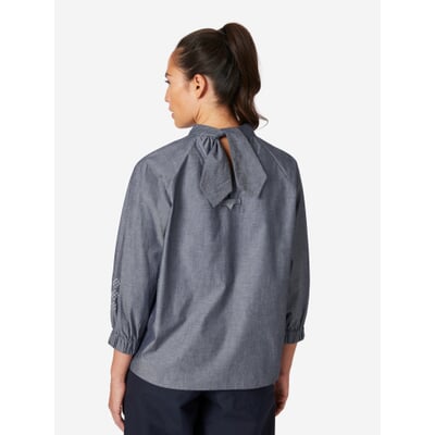 Damen-Schlupfbluse Chambray, Mittelblau