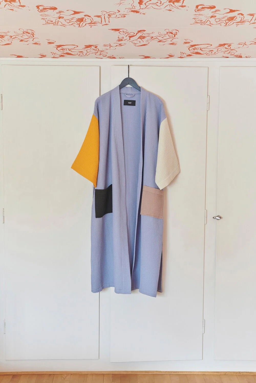 HAY  Waffle badekåbe - Dusty blue multi