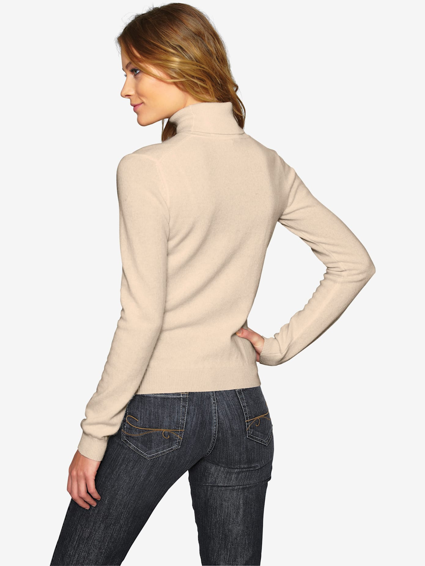 Pull à col roulé superbe basique en pur cachemire