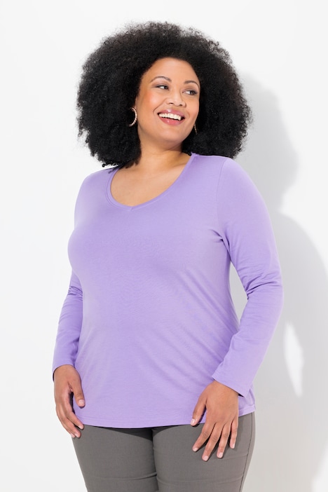 Shirt, Slim, V-Ausschnitt, Langarm
