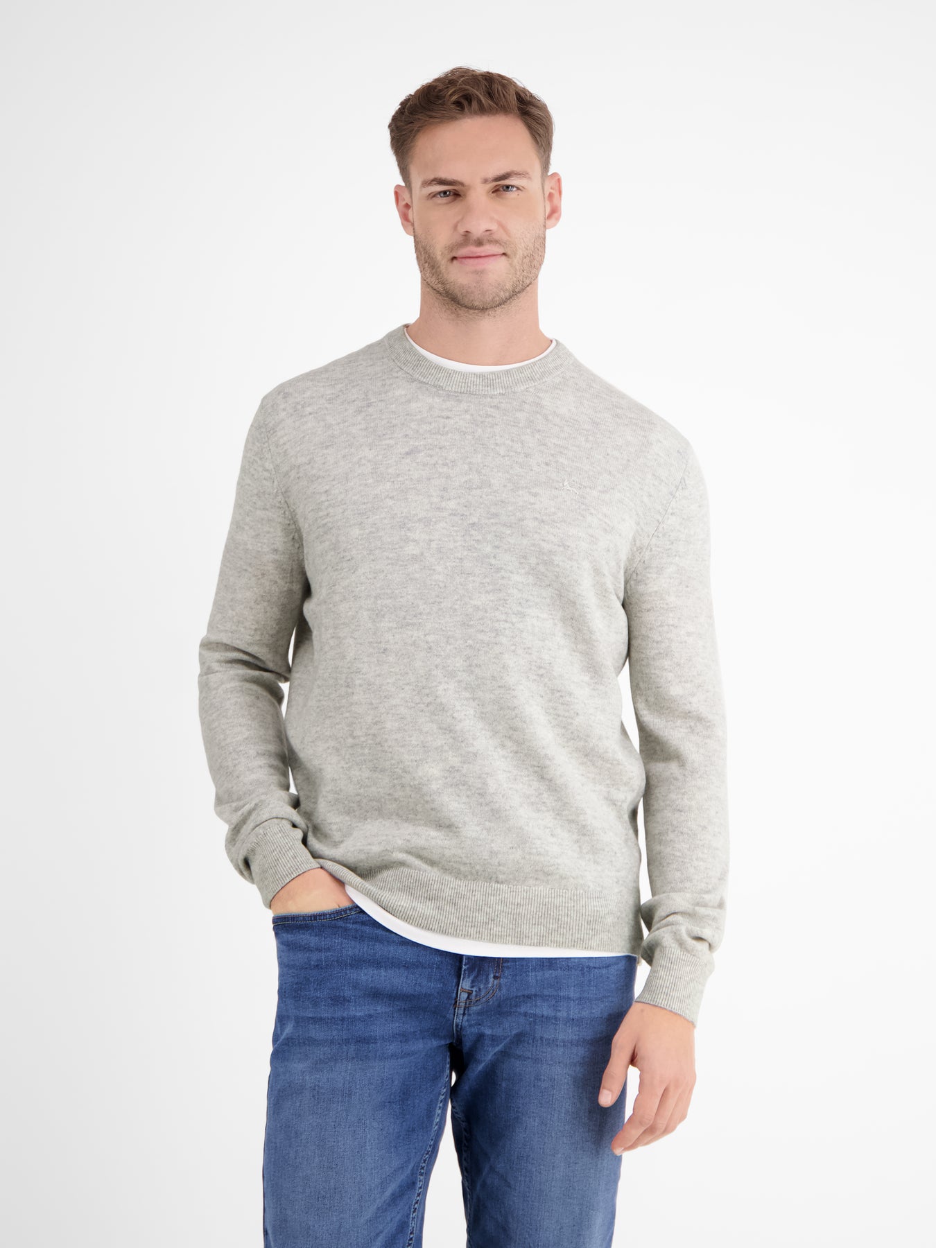 Strickpullover in weicher Schurwollqualität mit Kaschmiranteil