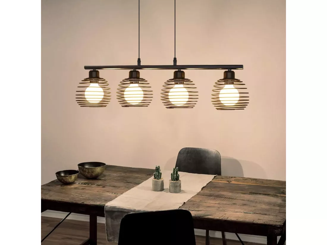 NETTLIFE Lampe à suspension noire rétro E27 métal industriel