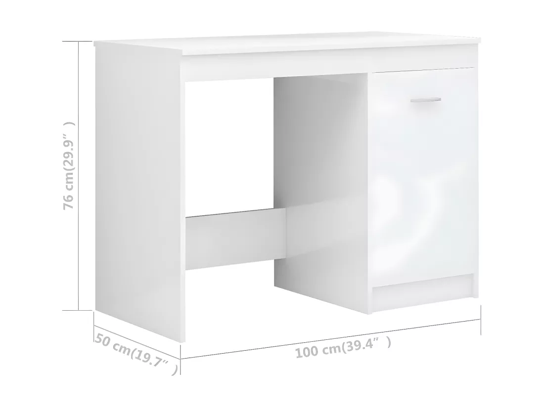 Bureau Blanc brillant 140x50x76 cm Aggloméré