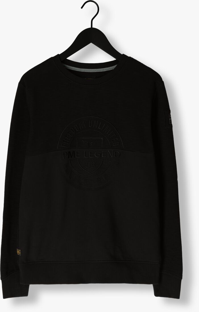 PME LEGEND zwarte pme legend trui crewneck slub-look jacquard sweat