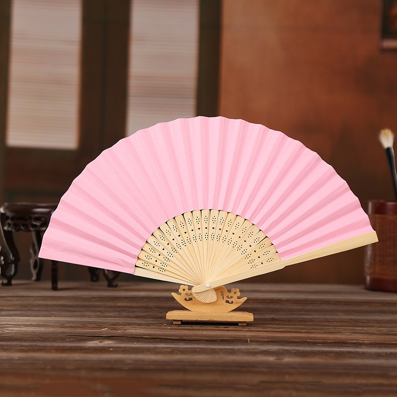 (10er Set) Papier Fächer Faltbare Hochzeit Deko Fächer Party Handfächer für Gäste - Rosa / Braun