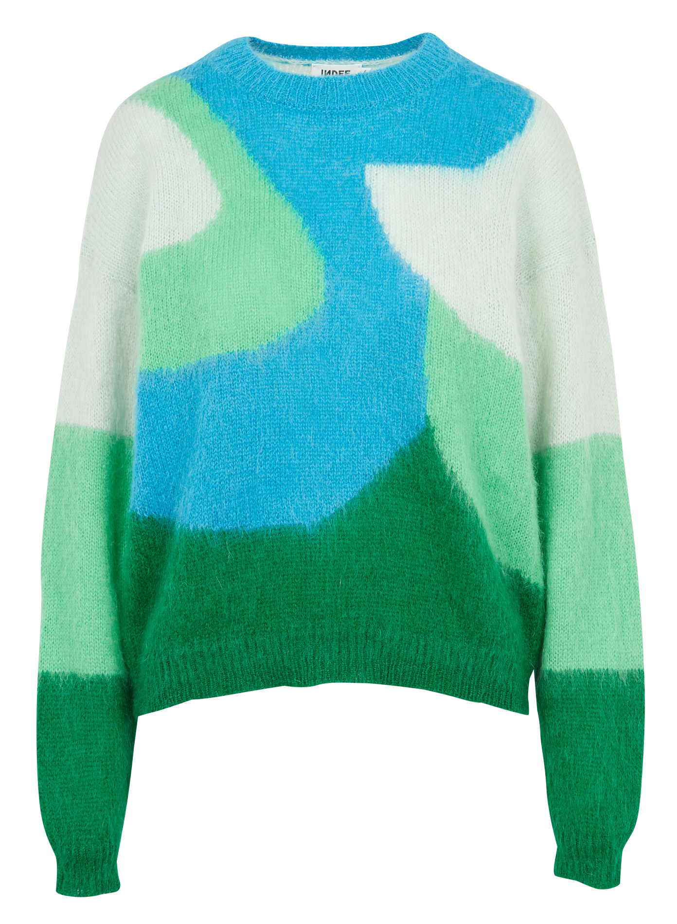 OVIEDO - Pull col rond jacquard en maille mélangée | Vert