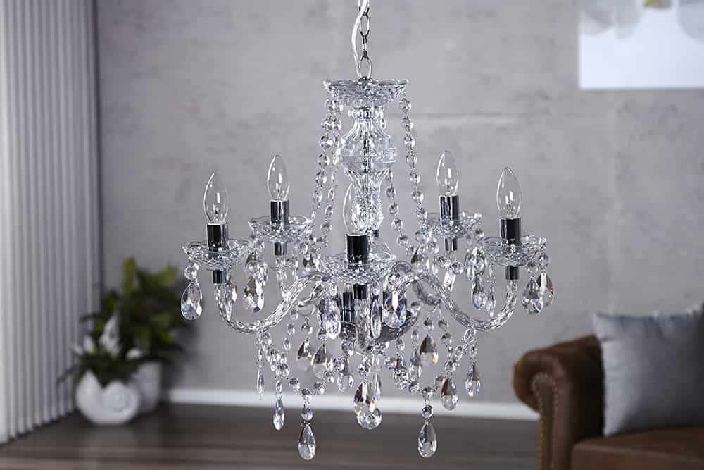 Eleganter Kronleuchter CRYSTAL 55cm klar Acryl 5-armig Lüster