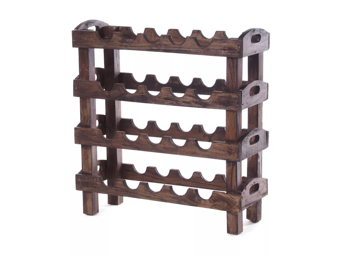 ÉTAGÈRE À BOUTEILLES RUSTIQUE Bois massif, pour 20 bouteilles 03 dunkelbraun
