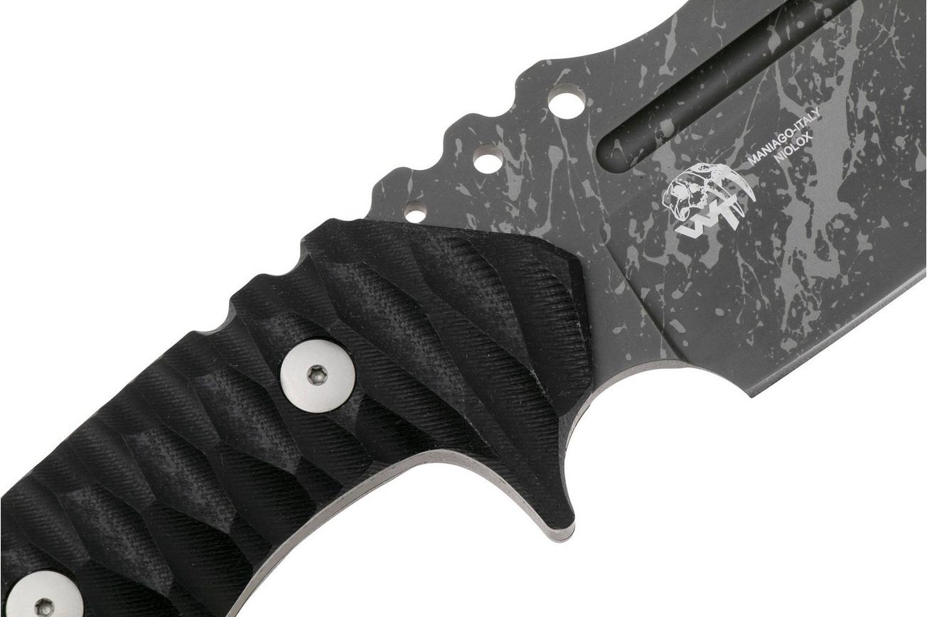 Fox Knives Uro FX-623-BA, Acid Washed Niolox, Black G10 vaststaand mes, Wander Tactical design