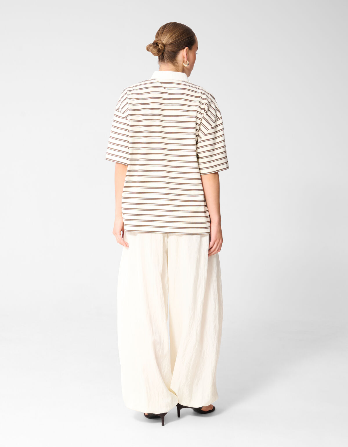 Oversized Stripe Short Sleeve Polo Bruin