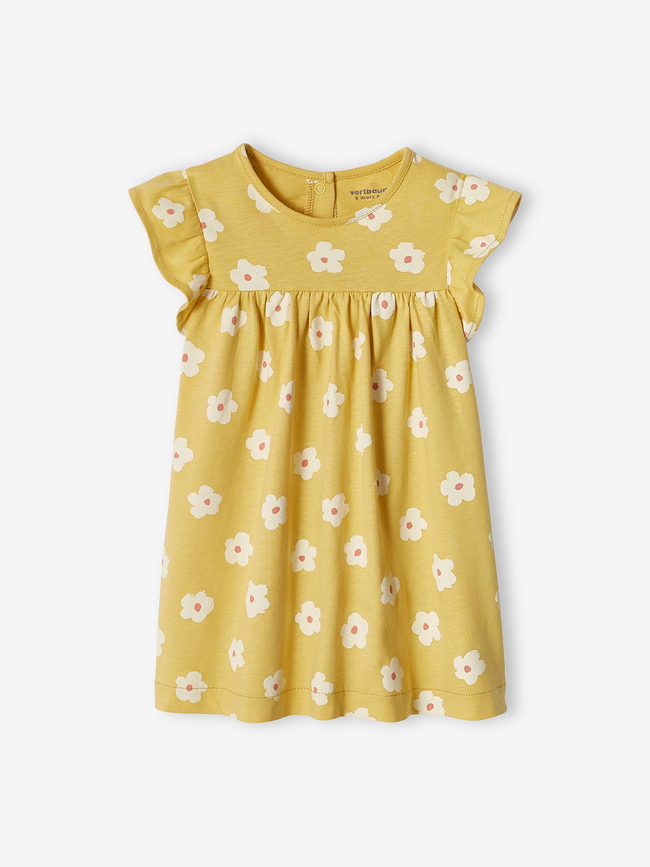 vestido de bebê de tricô amarelo claro