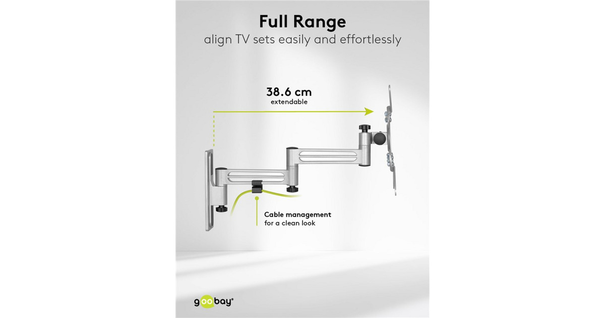 goobayTV Wall Mount Caravan FULLMOTION (M), 13 to 43 inch wandmontage   (Zilver)