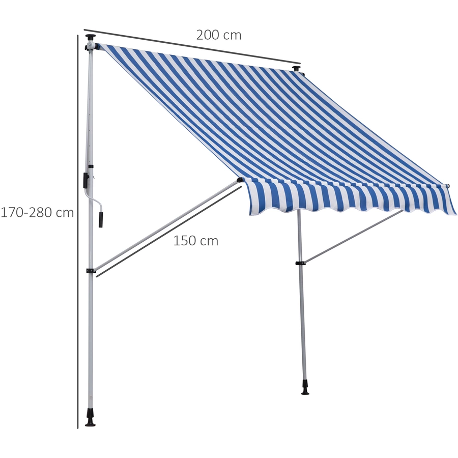 Outsunny Klemmmarkise mit Handkurbel blau