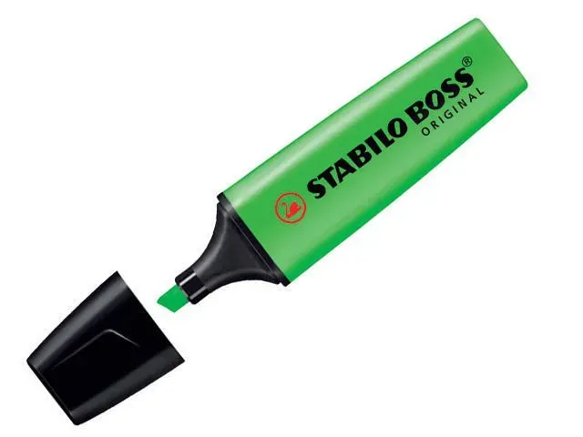 STABILO BOSS ORIGINAL, 1 stk, Grøn, Mejselspids, Sort, Grøn, Polypropylen (PP), Rektandel