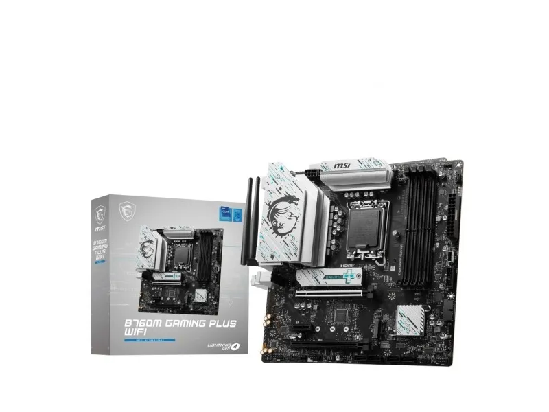 MSI B760M GAMING PLUS WIFI - Bundkort - micro ATX - LGA1700 sokkel - B760 Chipset - USB 3.2 Gen 1, USB 3.2 Gen 2, USB-C 3.2 Gen 1 - 2.5 Gigabit LAN, Wi-Fi 6E, Bluetooth - onboard grafik (CPU påkrævet) - HD Audio (8-kanaler)