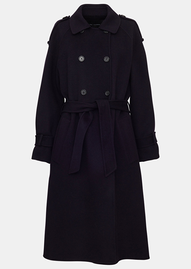 Manteau Ivanebleu nuit en laine double face