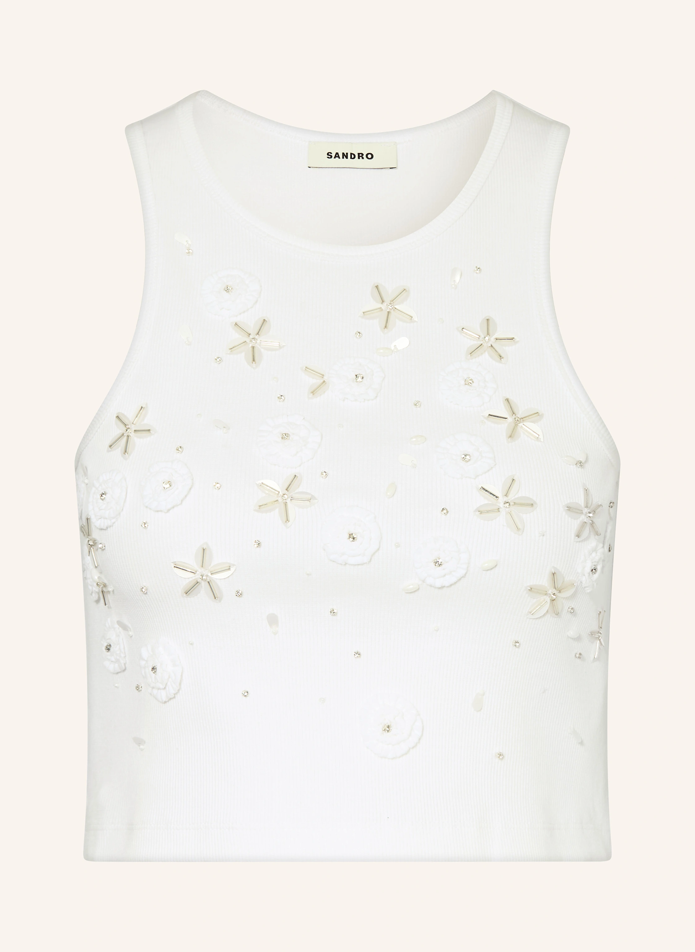 SANDRO Cropped-Top mit Schmucksteinen