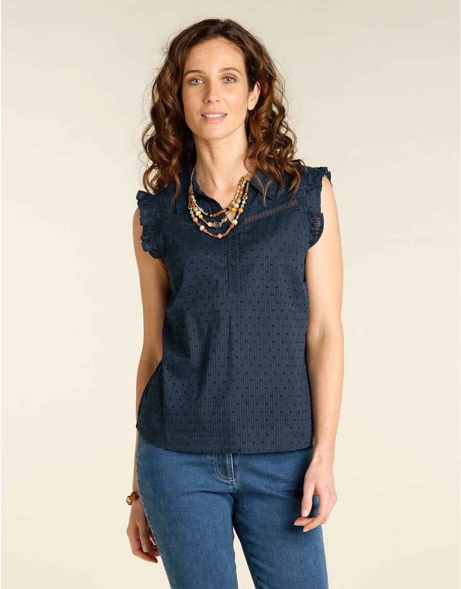 Chemisier bleu coton