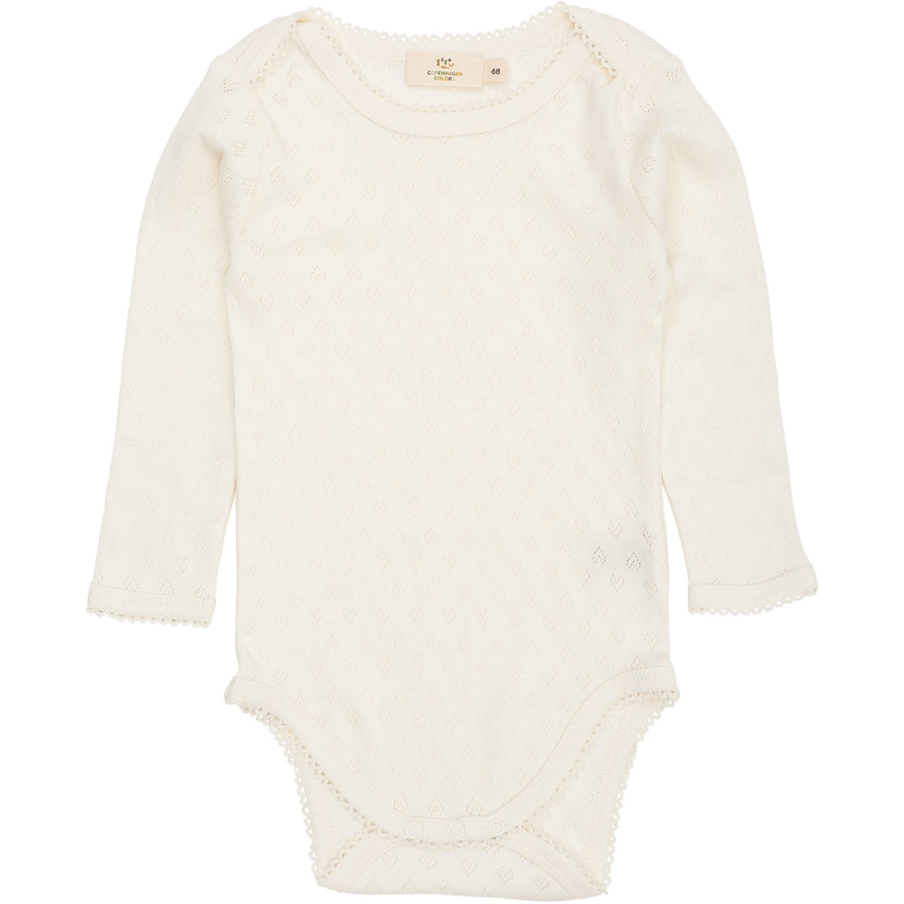 Køb COPENHAGEN COLORS Cream Pointelle Heart Lapneck Body Ls