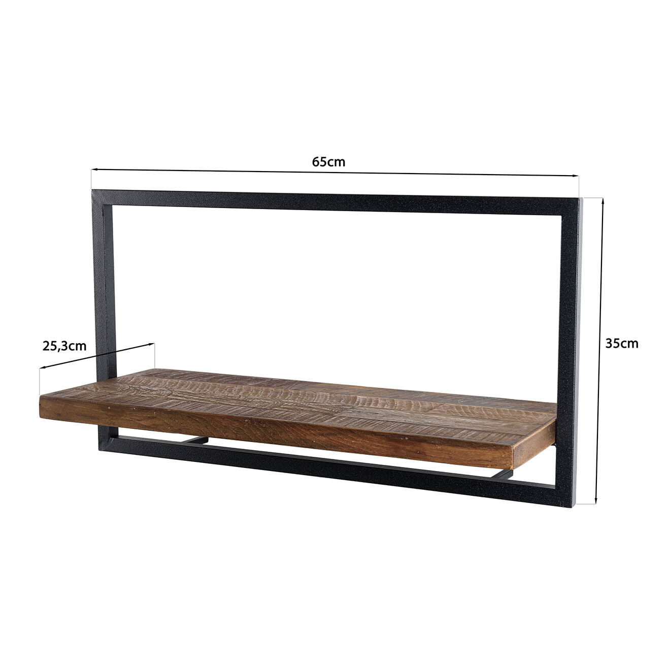 Macabane Étagère murale L Alida noir/marron - 65x25x35 cm