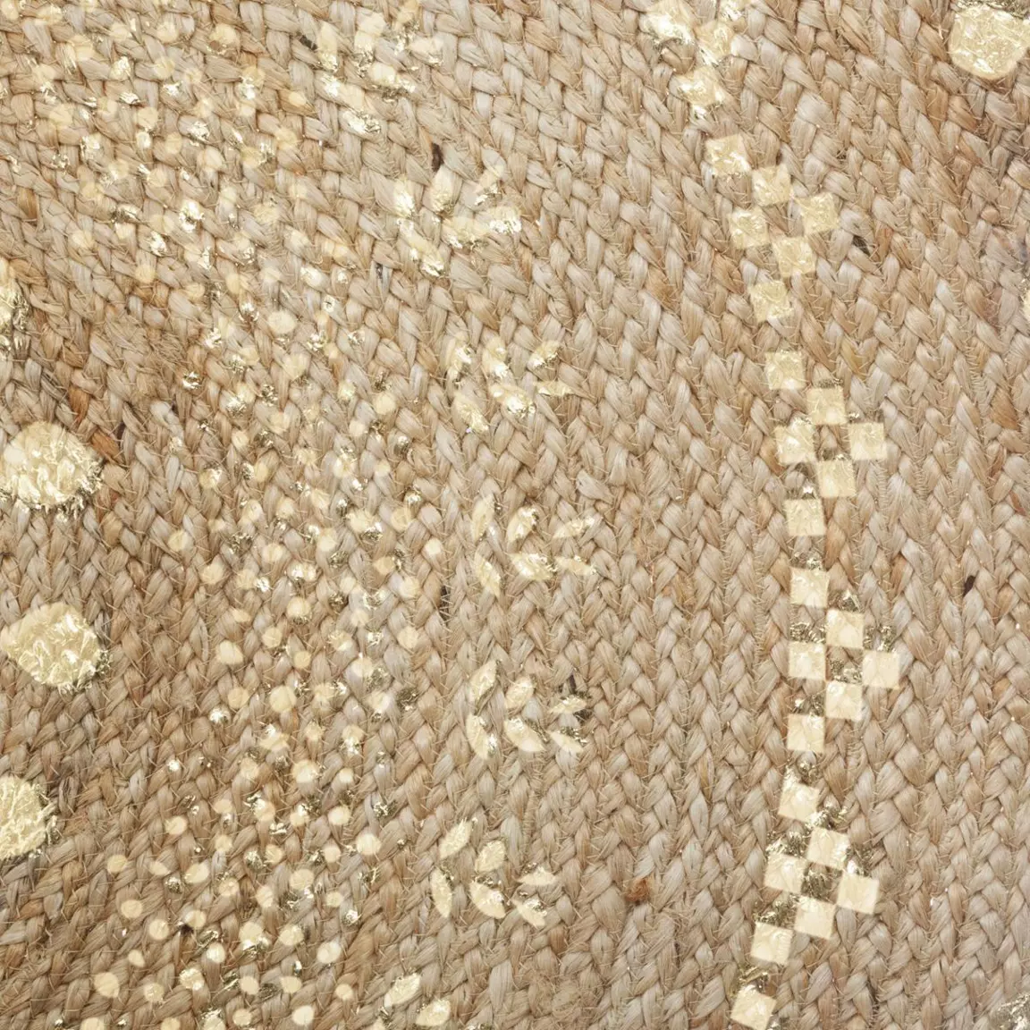 Tapis de salon jute rond (115 cm) Gold shine Or
