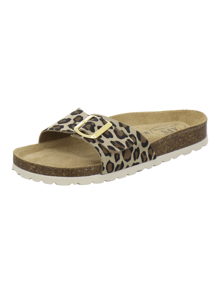 modische Pantoletten Damen leo-beige